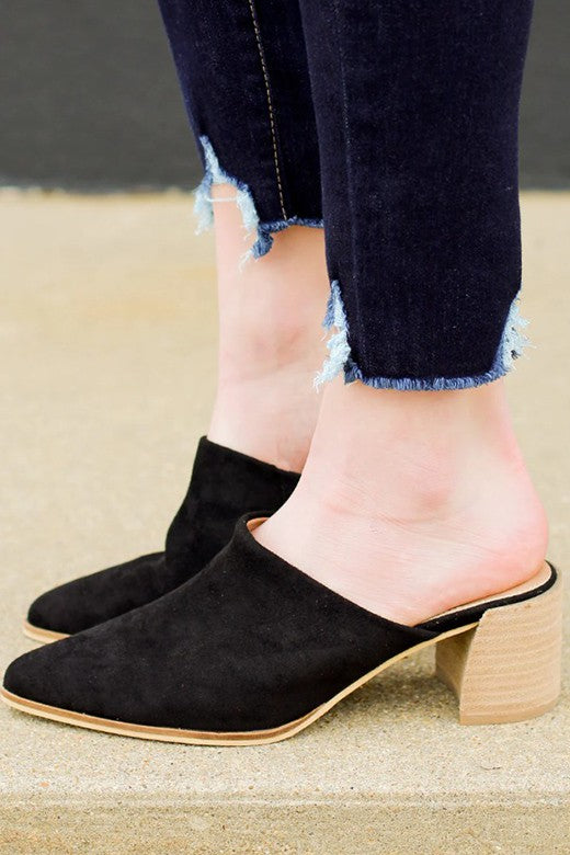 Black Suede Mules