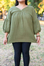 Load image into Gallery viewer, Green Goddess Babydoll Blouse