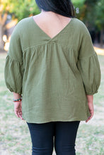 Load image into Gallery viewer, Green Goddess Babydoll Blouse