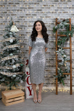 Load image into Gallery viewer, Dazzle in Sequins Petite Dress (Silver)