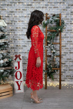 Load image into Gallery viewer, Beautiful in Red Lace Petite Midi Dress