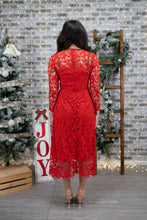 Load image into Gallery viewer, Beautiful in Red Lace Petite Midi Dress