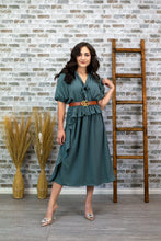 Load image into Gallery viewer, Ruffle me Gently Olive Dress