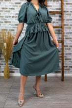 Load image into Gallery viewer, Ruffle me Gently Olive Dress