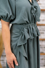 Load image into Gallery viewer, Ruffle me Gently Olive Dress
