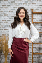 Load image into Gallery viewer, Sweet as Fall Tied Blouse (White)