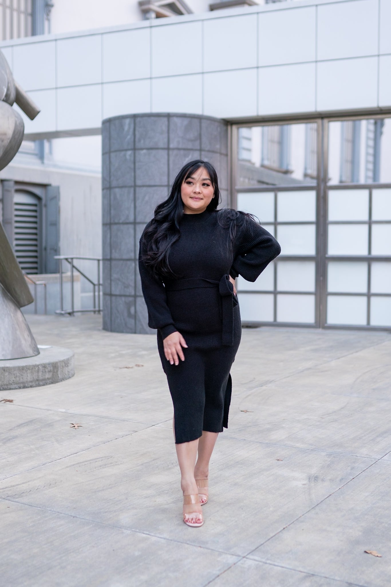 Wrapping You With Love Sweater Dress (Black) Wrapping You With Love Sweater Dress (Black)