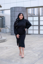 Load image into Gallery viewer, Wrapping You With Love Sweater Dress (Black)