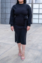 Load image into Gallery viewer, Wrapping You With Love Sweater Dress (Black)