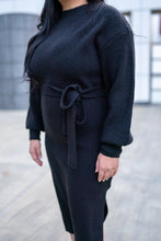 Load image into Gallery viewer, Wrapping You With Love Sweater Dress (Black)