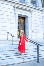 Load image into Gallery viewer, Beautiful in Red Lace Petite Midi Dress