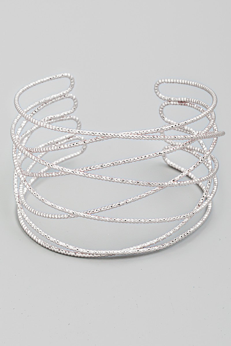 Metallic Cuff Bracelet (Silver)