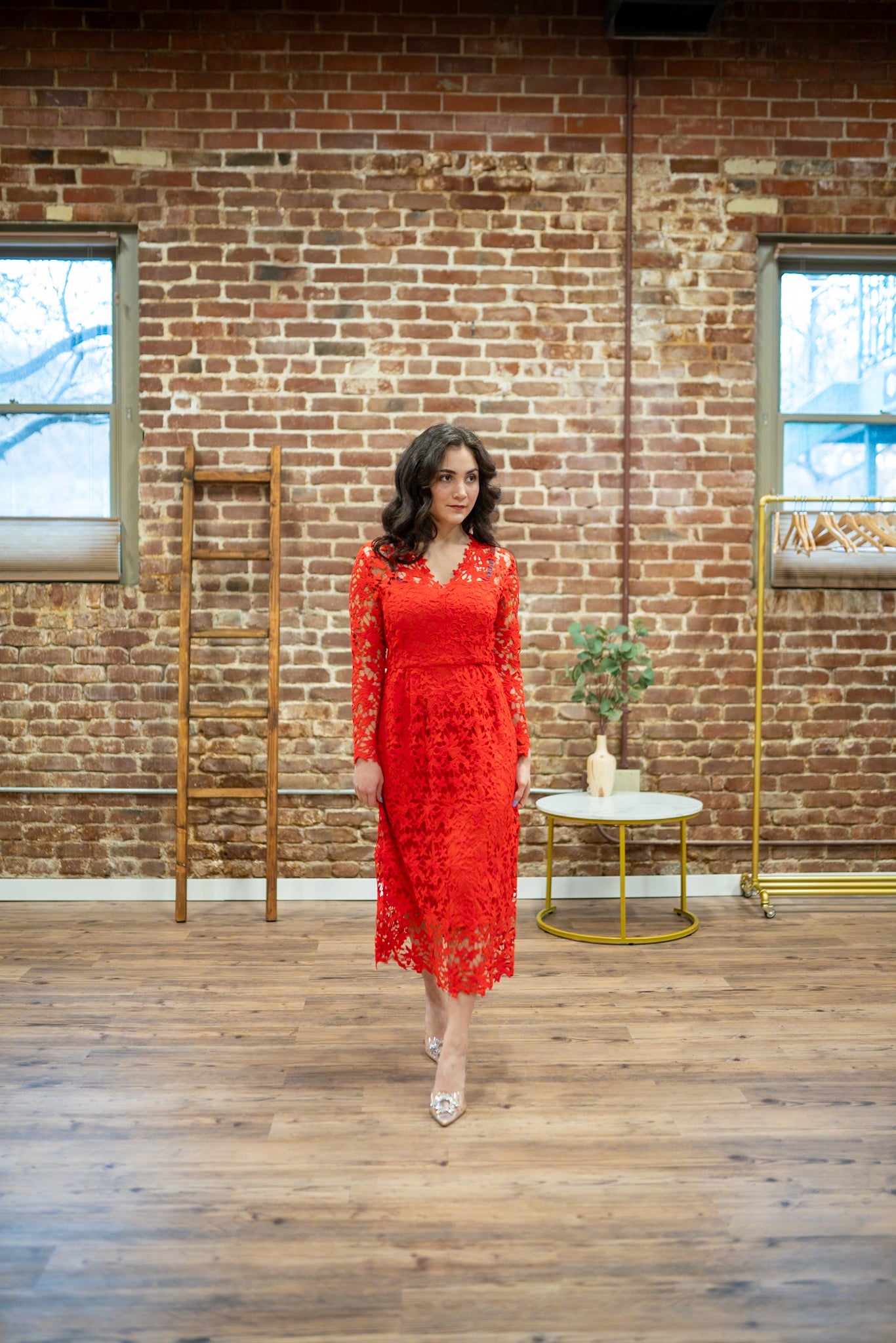 Petite red sale lace dress