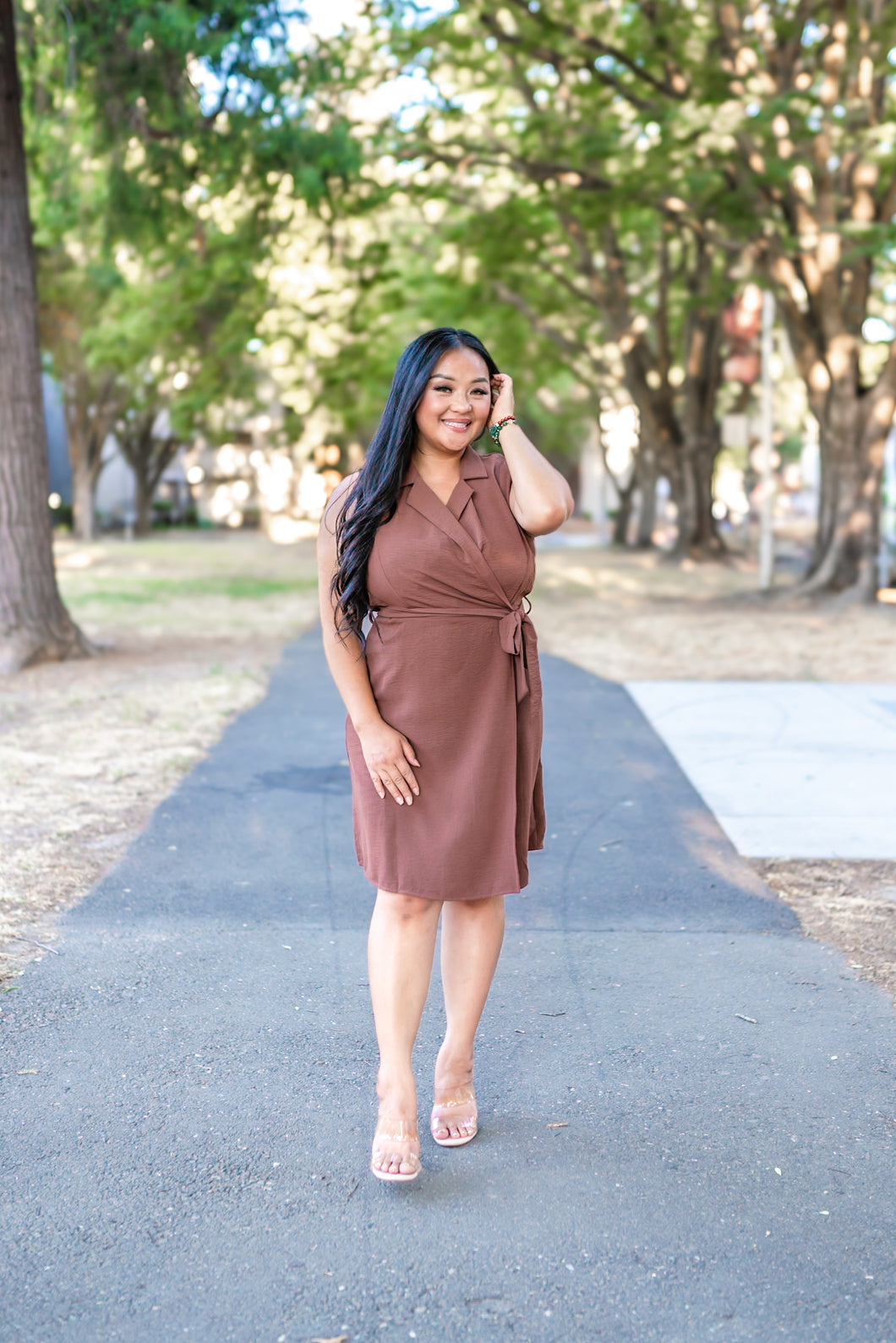 Brown Vest Wrapped Dress