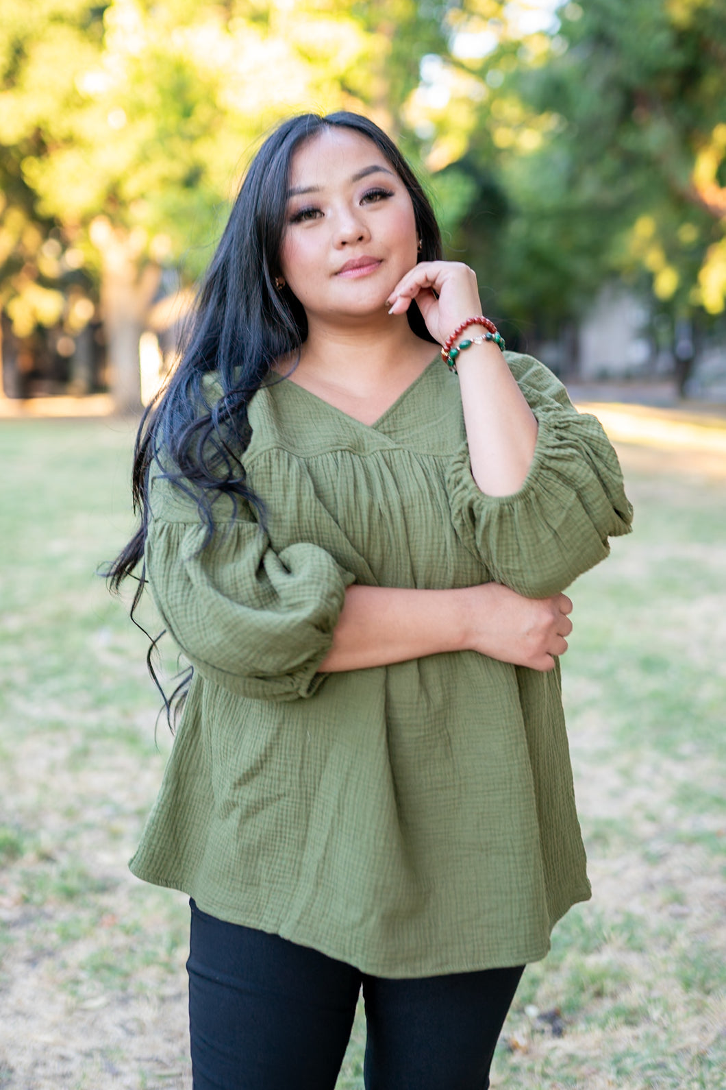 Green Goddess Babydoll Blouse