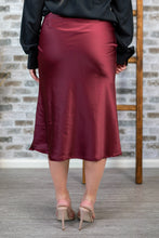 Load image into Gallery viewer, Burgundy Satin Skirt
