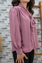 Load image into Gallery viewer, Sweet as Fall Tied Blouse (Lilac)
