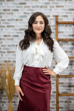 Load image into Gallery viewer, Sweet as Fall Tied Blouse (White)
