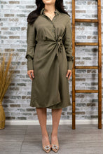Load image into Gallery viewer, Wrapped Shirt Dress (Olive)
