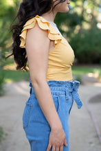 Load image into Gallery viewer, Summer Sweet Ruffle Sleeve Cropped Top (Dusty Yellow)
