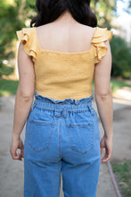 Load image into Gallery viewer, Summer Sweet Ruffle Sleeve Cropped Top (Dusty Yellow)
