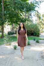 Load image into Gallery viewer, Brown Vest Wrapped Dress
