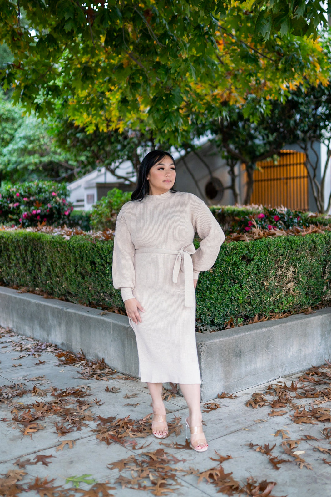 Wrapping You With Love Sweater Dress (Taupe)