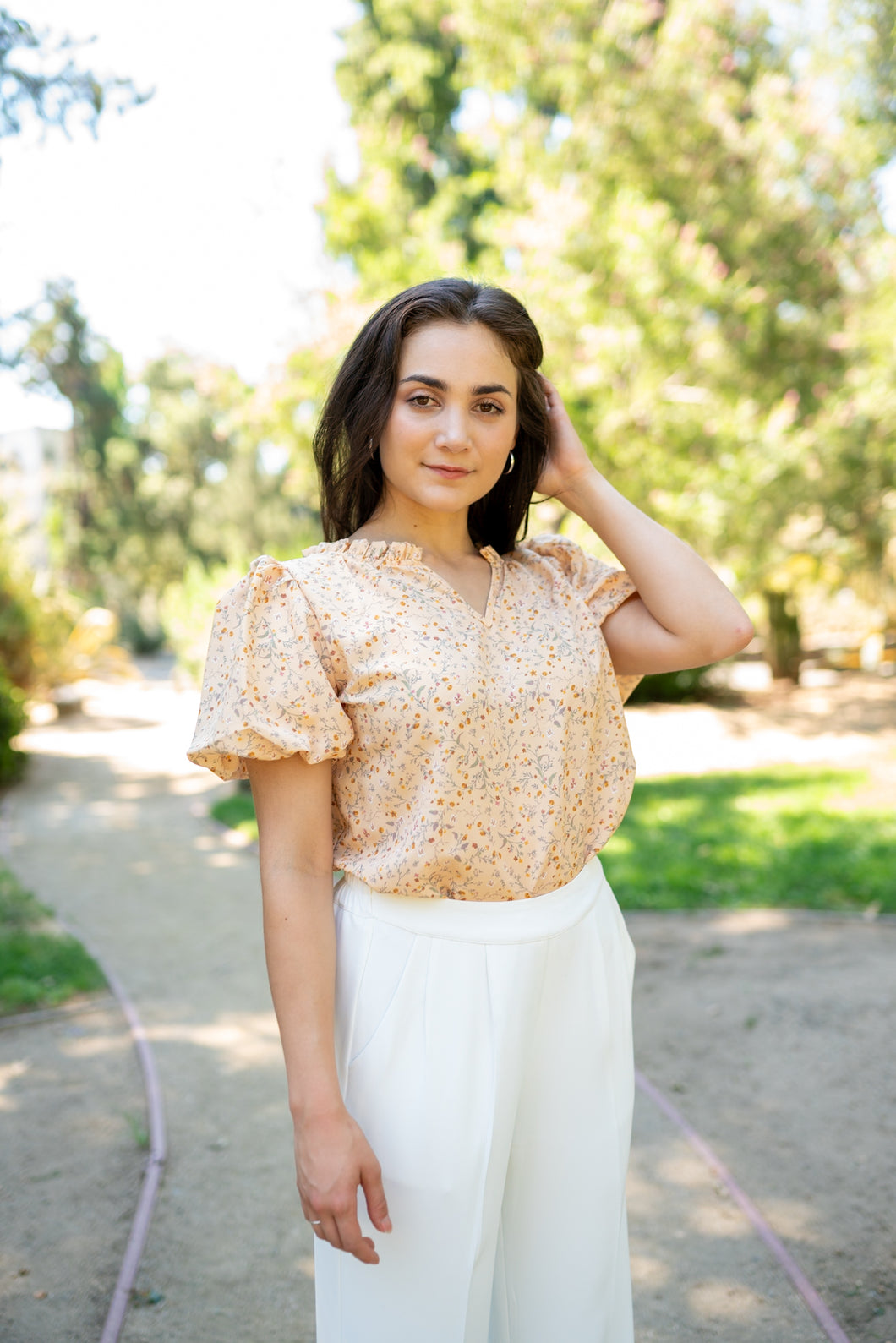 Apricot Floral Blouse