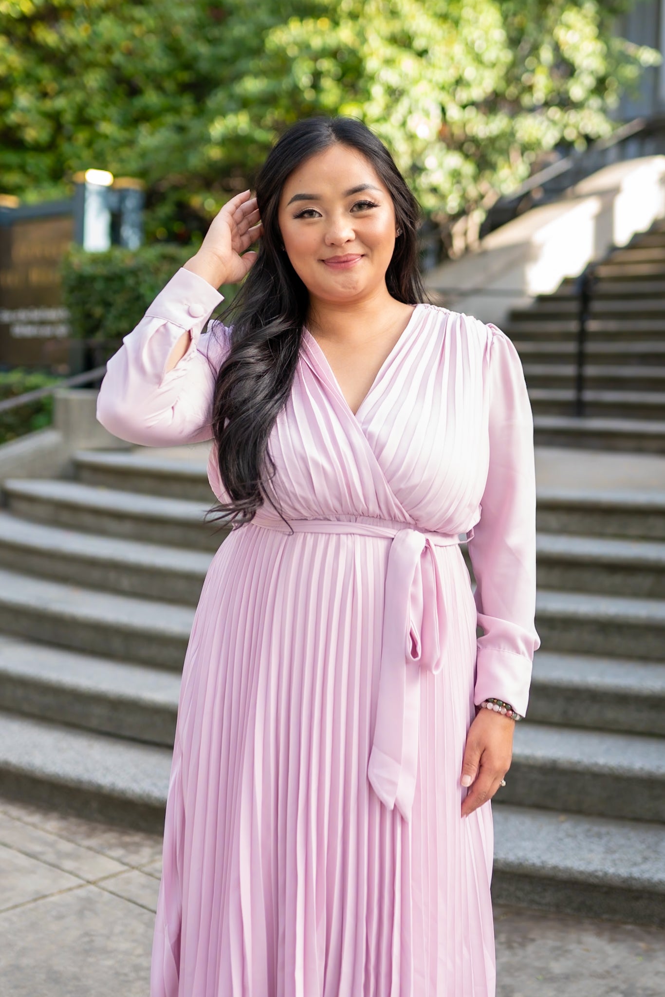 pink pleated midi dress Sweet Serenade (Rose) – Bee Petite in Tulip you will Core Colors:Creamy Brown Black Flowy Wedding Dress YGroup_BCQ85