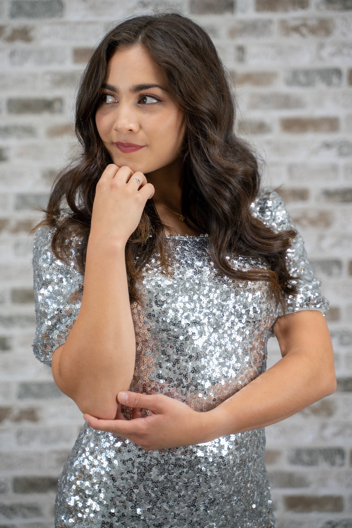 petite sequin dress Dazzle in Sequins Petite Dress (Silver) XX-Small
