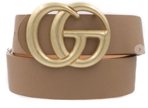 Double Metal Ring Buckle Belt (Taupe)