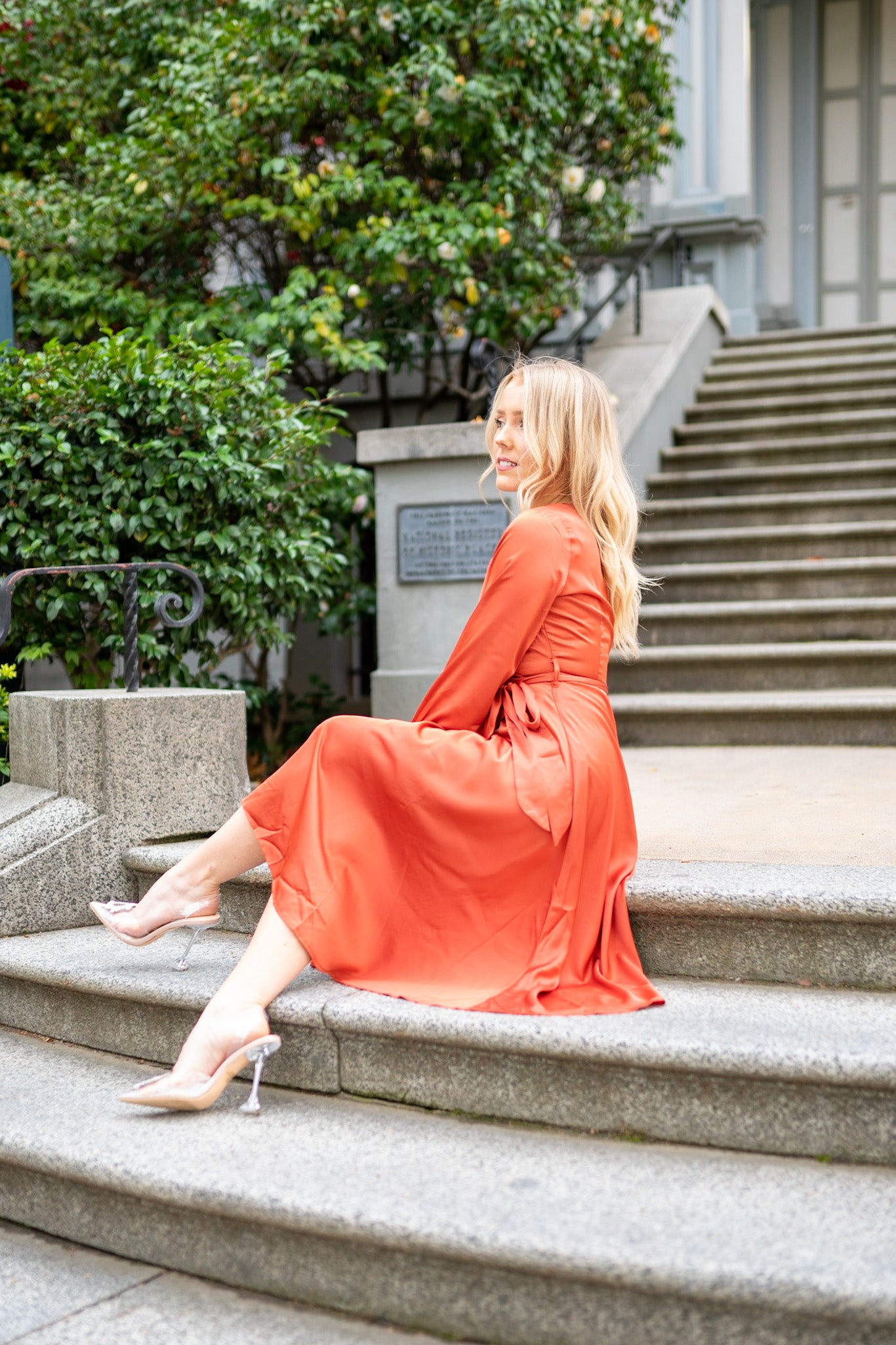 Falling Rust for You Midi Wrapped Petite Dress X-Small