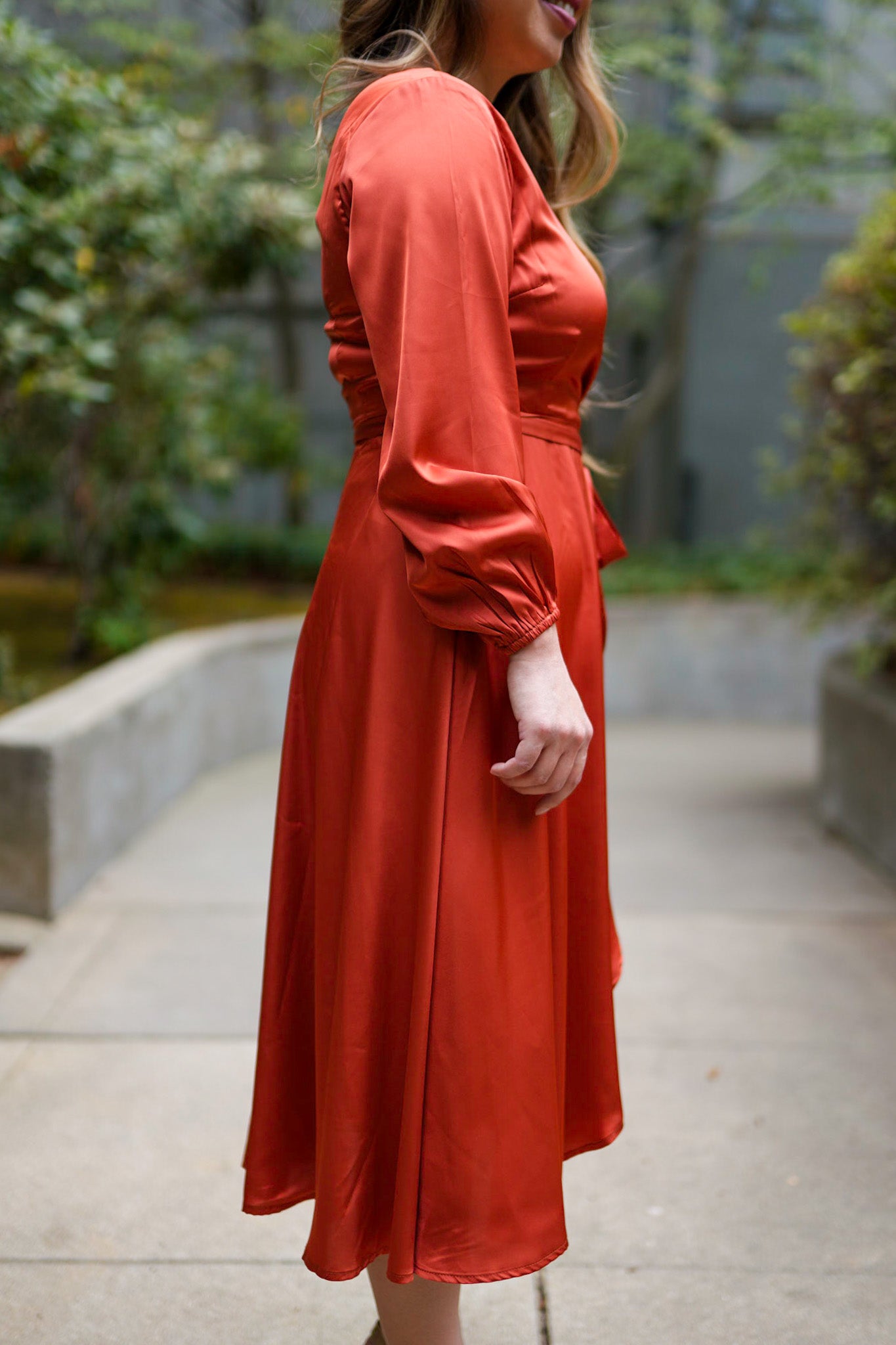 Falling Rust for You Midi Wrapped Petite Dress X-Small